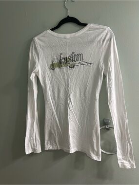 Vintage von Dutch v neck long sleeve bedazzled top Y2K